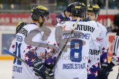 DEL - Eishockey - ERC Ingolstadt - Adler Mannheim - Saison 2016/2017 - Thomas Oppenheimer (#8 ERCI) schiesst den 1:1 Ausgleichstreffer - Jubel  -  Foto: Meyer Jürgen