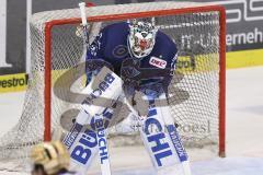 Im Bild: Timo Pielmeier (#51 Torwart ERC) hat einen Tiger auf der Maske

Eishockey - Herren - DEL - Saison 2019/2020 -  ERC Ingolstadt - Iserlohn Roosters - Foto: Ralf Lüger