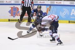 Im Bild: Simon Schütz (#97 ERC) und Borna Rendulić (#33 Adler Mannheim)

Eishockey - Herren - DEL - Saison 2019/2020 -  ERC Ingolstadt - Adler Mannheim - Foto: Ralf Lüger