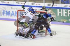 Im Bild: Kris Foucault (#81 ERC) vor dem Tor von Markus Keller (#35 Augsburger Panther) - Brady Lamb (#2 Augsburger Panther)) kommt zur Hilfe

Eishockey - Herren - DEL - Saison 2019/2020 -  ERC Ingolstadt - Augsburger Panther - Foto: Ralf Lüger