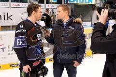 ERC Ingolstadt - Krefeld Pinguine - Playoff - Viertelfinale - Spiel2 - Joe Motzko im Interview mit Servus TV : Juergen Meyer