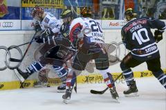 DEL - Playoff - Viertelfinale - 7. Spiel - ERC Ingolstadt - Iserlohn Roosters - John Laliberte (#15 ERC Ingolstadt) - Jeffrey Szwez (#10 ERC Ingolstadt) - Foto: Jürgen Meyer