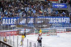 DEL; Playoffs; ERC Ingolstadt - DEG Düsseldorf; Fan Fankurve Banner Fahnen Spruchband Meisterschaft