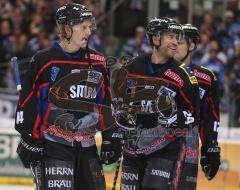 DEL - ERC Ingolstadt - Adler Mannheim - Tim Hambly, Prestin Ryan gut gelaunt