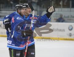 DEL - ERC Ingolstadt - Iserlohn Roosters - 7:1 - Tor Jubel Ben Clymer und Bruno St. Jaques