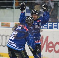 DEL - ERC Ingolstadt - Hamburg Freezers - Tor Jubel Bob Wren und Tyler Bouck