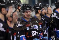 DEL - ERC Ingolstadt - Adler Mannheim - Peter Schaefer nach dem Spiel mit blutigem Mund