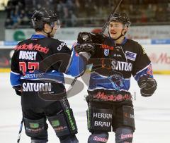 DEL - ERC Ingolstadt - DEG Metro Stars - Tor Patrick Buzas Jubel mit Matt Hussey