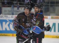 DEL - ERC Ingolstadt - DEG Düsseldorf - Patrick Buzas und Michael Waginger Tor Jubel