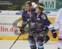 DEL - ERC Ingolstadt - Eisbären Berlin 4:5 n.P. - Tor Tyler Bouck Jubel mit Kris Sparre