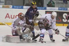 DEL - ERC Ingolstadt - Adler Mannheim - Derek Hahn verpasst knapp den Puck