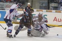 DEL - ERC Ingolstadt - Adler Mannheim - Christoph Gawlik knapp am Tor