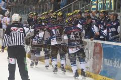 DEL - ERC Ingolstadt - DEG Düsseldorf Metro Stars . Playoff - Viertelfinale - 3:1 Tor Thomas Greilinger Jubel Bank