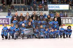 DEL - ERC Ingolstadt - Adler Mannheim - Playoff - 1.Halbfinale - Ehrung der Schüler Meister, Cristian Lösel und Jimi Boni und Trainer Thomas Gayerhoss