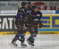 Testspiel - ERC Ingolstadt - Adler Mannheim 2:3 - Tor Michael Waginger links und rechts Jared Ross