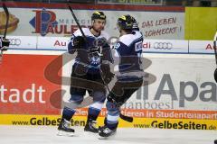 European Trophy 2012 - ERC Ingolstadt - Adler Mannheim - 1:0 Tor für ERC durch Derek Dinger, Joe Motzko jubelt