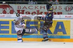 DEL - ERC Ingolstadt - Eisbären Berlin - Tim Conboy holt den Berliner Laurin Brwon von den Füßen