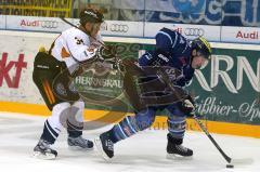 DEL - ERC Ingolstadt - Grizzly Adams Wolfsburg - rechts Tyler Bouck nimmt den Puck mit