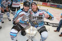 DEL - Playoff Finale - Kölner Haie KEC - ERC Ingolstadt - Deutscher Meister 2014 - Jubel Pokal Cup Jean-Francois Boucher (84) Tim Conboy (4)