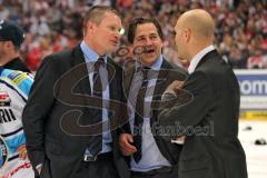 DEL - Playoff Finale - Kölner Haie KEC - ERC Ingolstadt - Deutscher Meister 2014 - Cheftrainer Niklas Sundblad und Co-Trainer Petri Liimatainen nach dem Spiel auf dem Eis