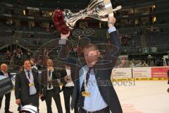 DEL - Playoff Finale - Kölner Haie KEC - ERC Ingolstadt - Deutscher Meister 2014 - Jubel Pokal Cup Cheftrainer Niklas Sundblad