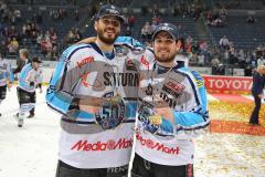 DEL - Playoff Finale - Kölner Haie KEC - ERC Ingolstadt - Deutscher Meister 2014 - John Laliberte (15) und Jared Ross (42)