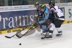 DEL - ERC Ingolstadt - Nürnberg IceTigers - Eddy Rinke-Leitans (91) und hinten Jean-Francois Boucher (84) im Angriff