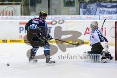 DEL - ERC Ingolstadt - Hamburg Freezers - Travis Turnbull (71) trifft den Schläger des Torwarts