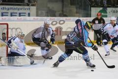 DEL - ERC Ingolstadt - Hamburg Freezers - Alexander Oblinger (20) verfehlt das Tor rückwärts