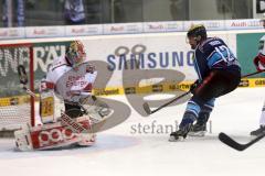 DEL - ERC Ingolstadt - Kölner Haie - PlayOff Finale 2014 - Spiel 2 - Tyler Bouck (12) scheitert an Torwart Danny auf den Birken