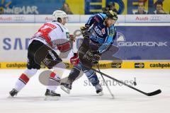 DEL - ERC Ingolstadt - Kölner Haie - PlayOff Finale 2014 - Spiel 2 - Robert Sabolic (25) im Zweikampf um den Puck