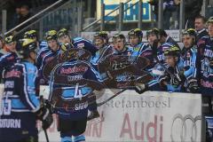 DEL - 2013/2014 - ERC Ingolstadt - Düsseldorf EG - Tor Jubel 3:0 auf der Spielerbank