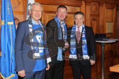 DEL - ERC Ingolstadt - Deutscher Meister 2014 - Eishockey - Meisterschaftsfeier - Ingolstadt Rathausplatz - Alt-OB Alfred Lehmann, Cheftrainer Niklas Sundblad und Oberbürgermeister Christian Lösel