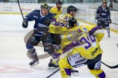 DEL - ERC Ingolstadt - Krefeld Pinguine - Jean-Francois Boucher (#84 ERC Ingolstadt) - Josh Meyers #27 Krefeld -  Foto: Jürgen Meyer