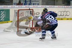 DEL - ERC Ingolstadt - Kölner Haie - Christoph Gawlik schiesst sein 100. DEL Tor gegen Danny aus den Birken. Foto: Adalbert Michalik