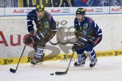 DEL - Eishockey - PlayOff - ERC Ingolstadt - Iserlohn Roosters - 1. Spiel - Jeffrey Szwez (ERC 10) und Christoph Gawlik (ERC 19)