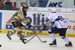 DEL - ERC Ingolstadt - Hamburg Freezers - links Thomas Greilinger (39) und rechts Bretton Stamler (HF - 38)