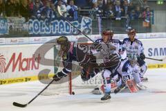 DEL - ERC Ingolstadt - Iserlohn Roosters - Brandon Buck (9) zieht solo los und erzielt den Ausgleich 1:1, Tor Flug Jubel