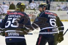 DEL - Saison 2014/2015 - ERC Ingolstadt - Augsburg Panther EV - Tor Jubel Patrick Köppchen (55) und Michel Périard (6)