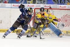 ERC Ingolstadt - Krefeld Pinguine - Patrick Hager (#52 ERC Ingolstadt) - Nick St. Pierre #44 Krefeld - Foto: Jürgen Meyer