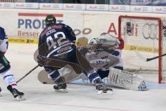 DEL - Eishockey - Finale 2015 - Spiel 2 - ERC Ingolstadt - Adler Mannheim - Jared Ross (ERC 42) überwindet Torwart Dennis Endras (MAN 44) und trifft zum 3:1 Tor Jubel