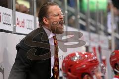 DEL - Eishockey - Playoff - Spiel 3 - ERC Ingolstadt - DEG Düsseldorf - Trainer Düsseldorf schreit Christof Kreutzer