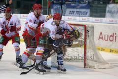 DEL - Eishockey - Playoff - Spiel 3 - ERC Ingolstadt - DEG Düsseldorf - Stephan Daschner (DEG 3) lehnt sich auf Christoph Gawlik (ERC 19)