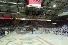DEL - Eishockey - Finale 2015 - Spiel 2 - ERC Ingolstadt - Adler Mannheim - vor dem Spiel Fans Nationalhymne Panther