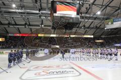 DEL - Eishockey - Finale 2015 - Spiel 6 - ERC Ingolstadt - Adler Mannheim - Nationalhymne, Aufstellung Lauren Francis