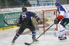 DEL - Eishockey - Finale 2015 - Spiel 2 - ERC Ingolstadt - Adler Mannheim - Brandon Buck (ERC 9) erzielt das 1:0 Tor Jubel, Torwart Dennis Endras (MAN 44) keine Chance