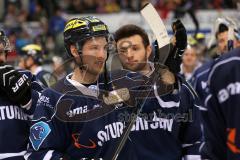 DEL - Eishockey - Playoff - Spiel 5 - ERC Ingolstadt - DEG Düsseldorf - ERC Sieg 6:2 Finaleinzug - Patrick Hager (ERC 52) Torwart Marco Eisenhut (ERC 31)