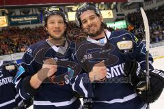 DEL - Eishockey - Playoff - Spiel 5 - ERC Ingolstadt - DEG Düsseldorf - ERC Sieg 6:2 Finaleinzug - Patrick Hager (ERC 52) Jared Ross (ERC 42)