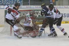 DEL - ERC Ingolstadt - Kölner Haie - Derek Hahn (#43 ERC Ingolstadt) - #33 Danny aus den Birken Torwart Kölner Haie - #52 Alexander Sulzer -  Foto: Jürgen Meyer