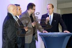 ERC Ingolstadt - Tag der offenen Tür - Talkrunde von links nach rechts - Jiri Ehrenberger Sportdirektor ERC Ingolstadt - Emanuel Viveiros (CO-Trainer ERC Ingolstadt) -Johannes Langer - Larry Huras (Trainer ERC Ingolstadt) - Foto: Jürgen Meyer